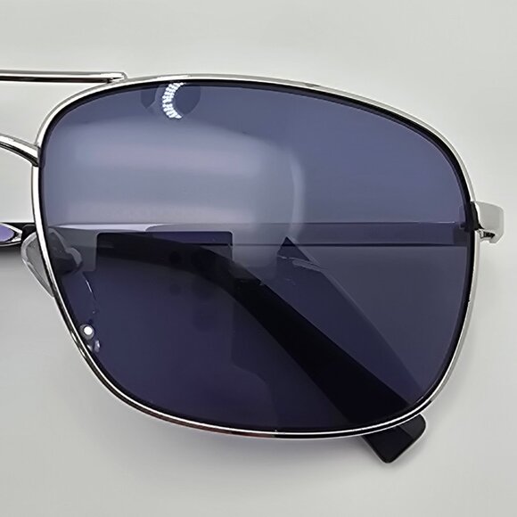 Calvin Klein R163S 045 Silver Frame Dark Blue Lens Aviator Sunglasses w/ Case - Picture 15 of 16